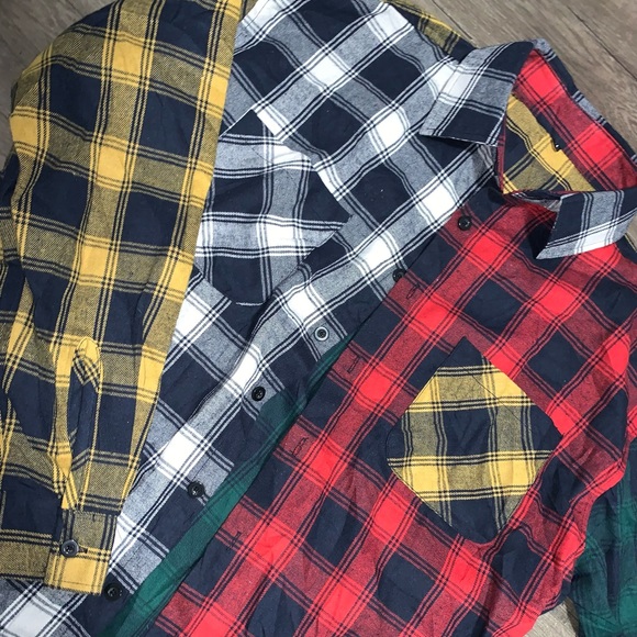 Flannel pieced button up top - Picture 3 of 4